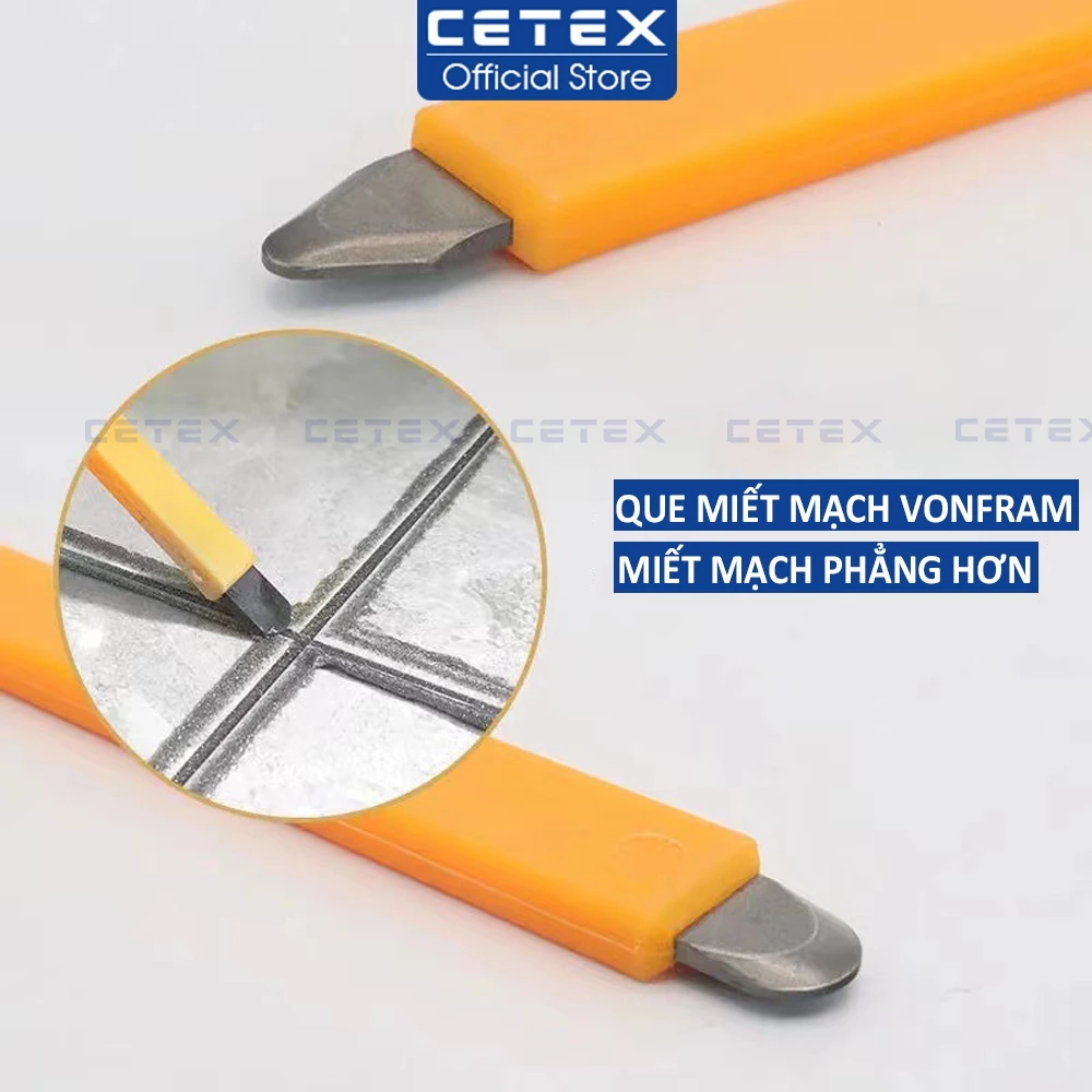Que miết keo ron mạch đầu thép vonfram, miết keo hạn chế lõm ron mạch khi thi công