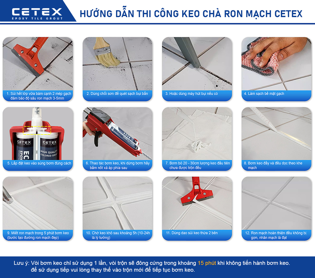 hướng dẫn thi công keo chà ron 2 thành phần