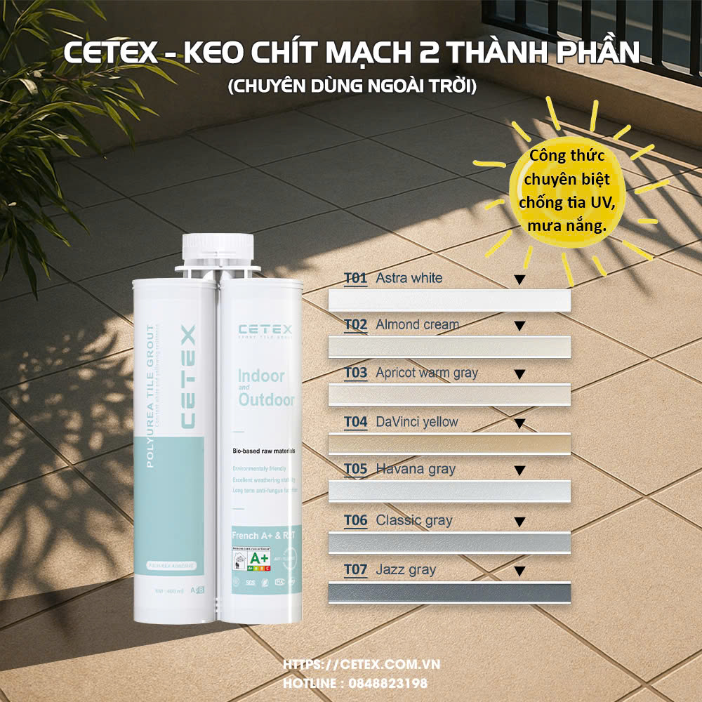 Ảnh bảng màu 7 màu keo chuyên dụng ngoài trời CETEX Polyurea