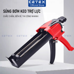 Súng bơm keo chít mạch 2 thành phần trợ lực thép