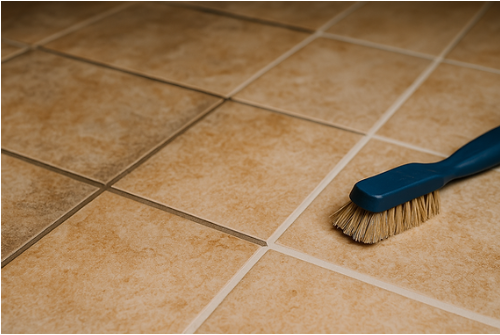 Thợ thi công keo chà ron gạch giúp lấp đầy khe gạch và tăng độ bền