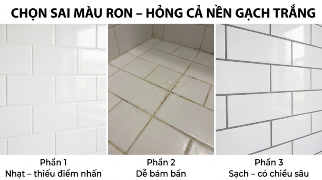 Vì sao chọn màu ron lại quan trọng với gạch trắng?