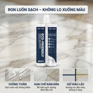 Phối màu ron gạch vân đá bằng keo chà ron chống thấm Cetex