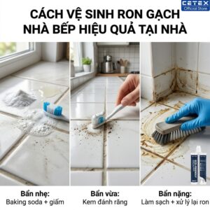 Ron gạch nhà bếp bị bám dầu mỡ