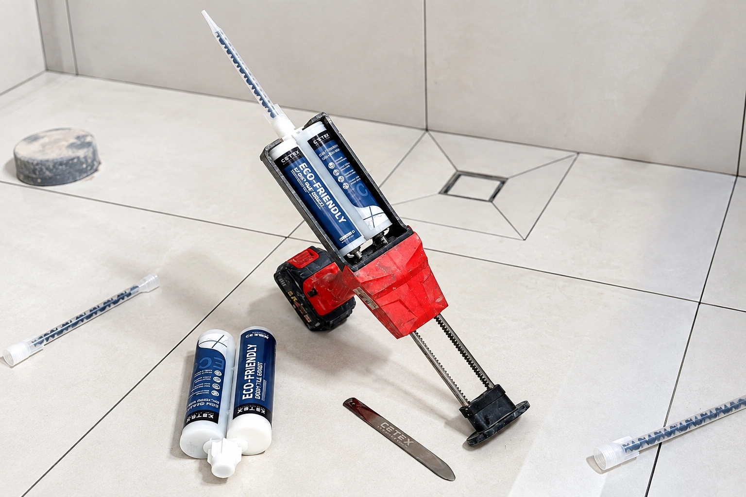 Keo chà ron epoxy CETEX cho mạch gạch nhà vệ sinh
