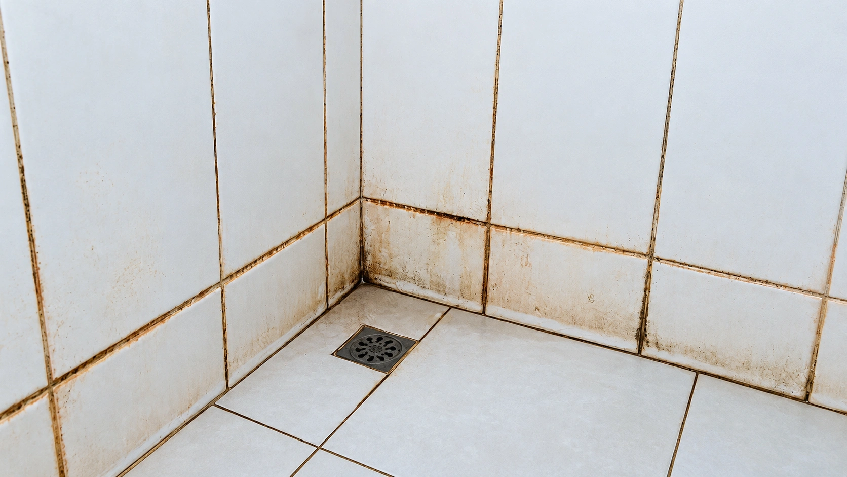 Mạch gạch nhà vệ sinh bị ẩm mốc, đen ố do môi trường ẩm