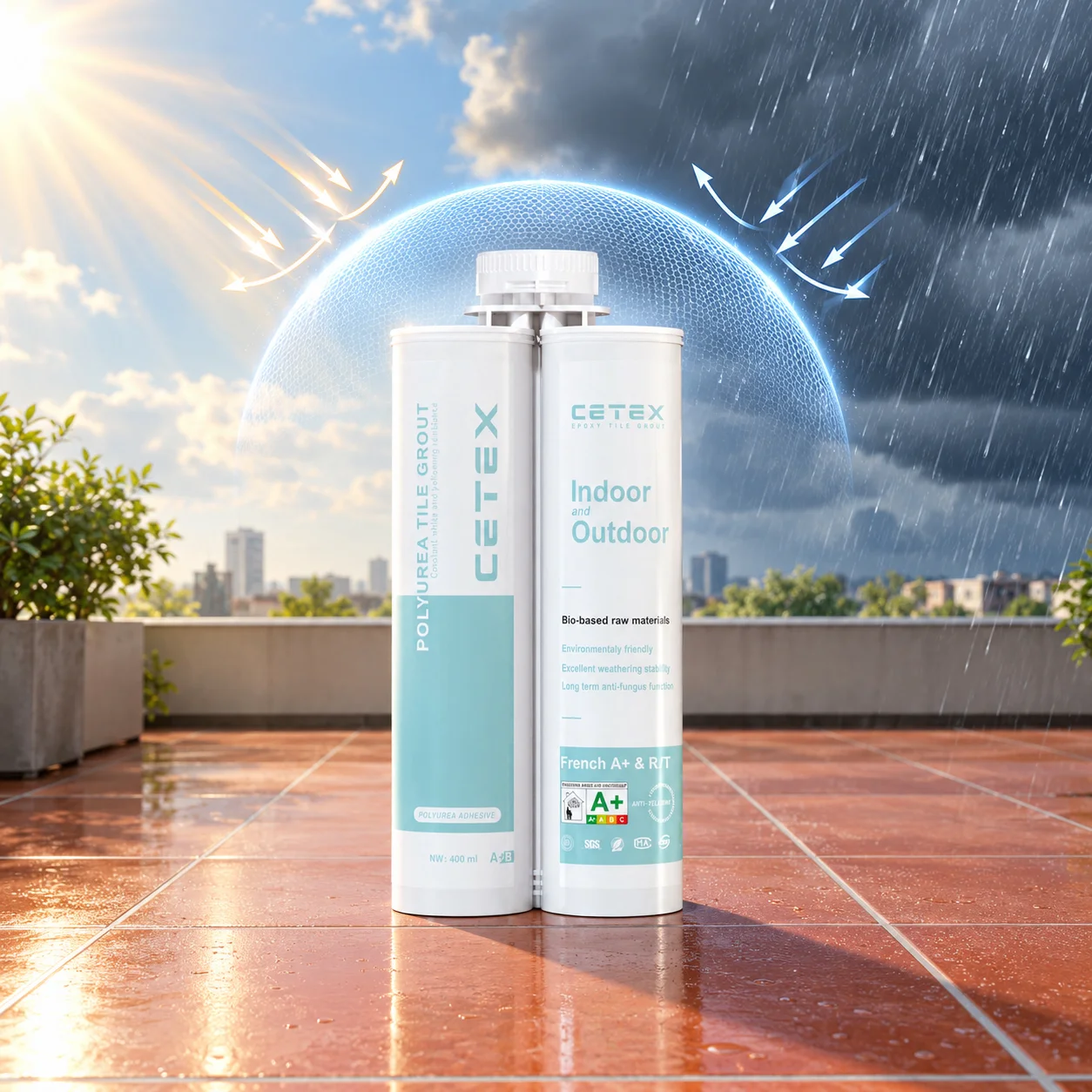 Keo chít mạch ngoài trời CETEX Polyurea dành cho sân thượng, ban công, sân, bể bơi
