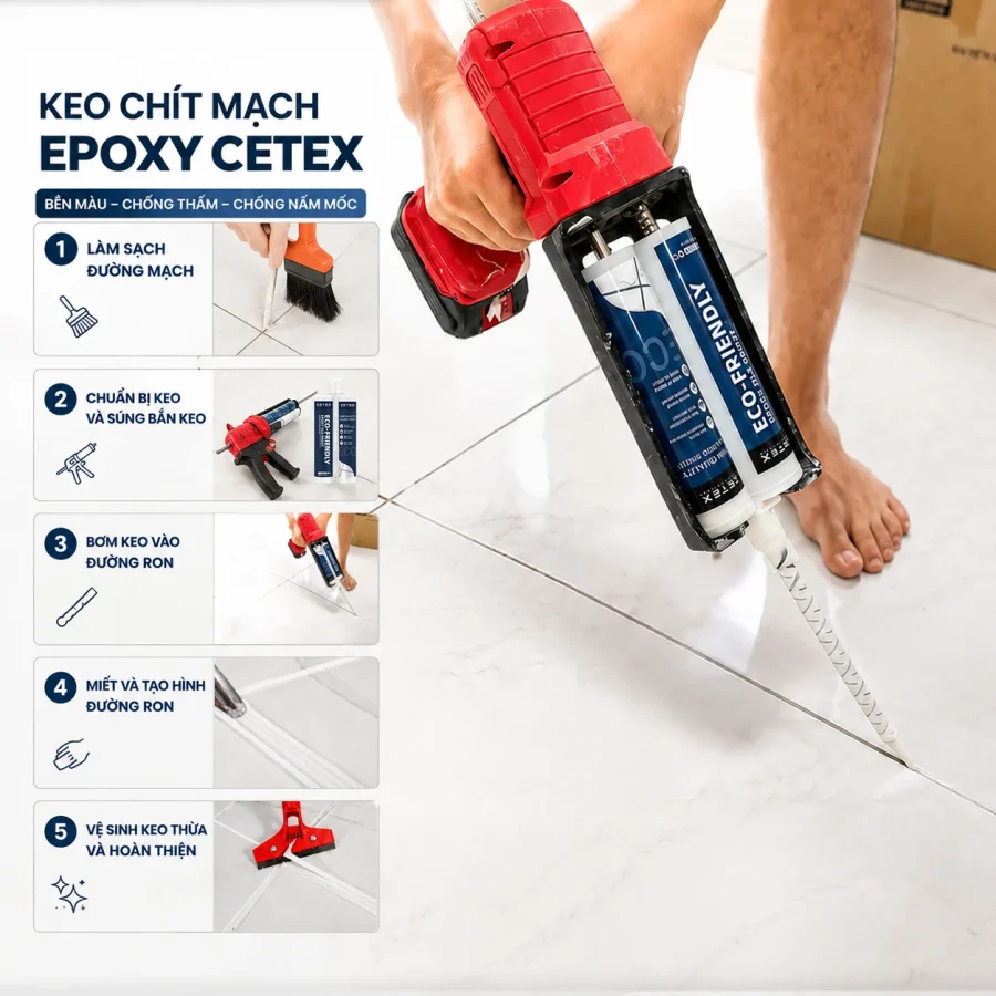 Thi công keo chít mạch
